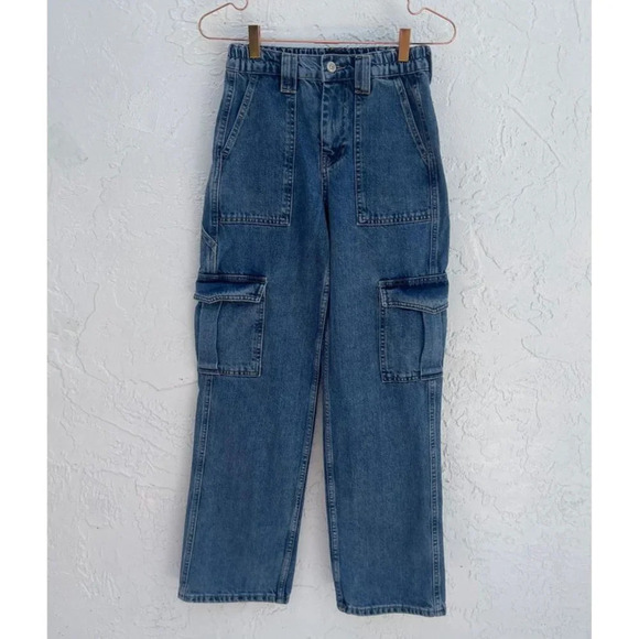 BDG Urban Outfitters Skate Womens High Waist Trouser Cargo Jeans Blue Sz W24 L32 - Picture 11 of 11